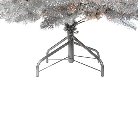 7.5ft. Pre-Lit Full Metallic Tinsel Artificial Christmas Tree, Clear Lights